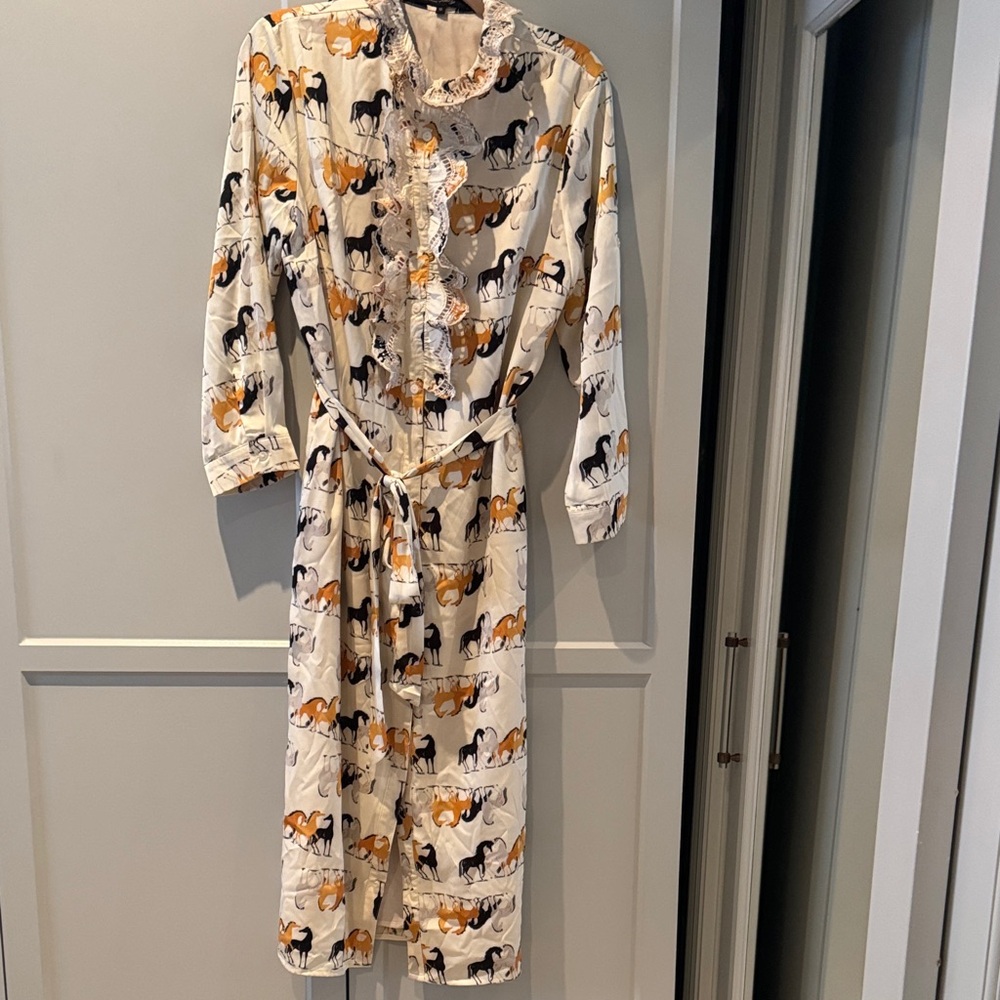 Trish Scully Horse Print Long Sleeve Midi Dress